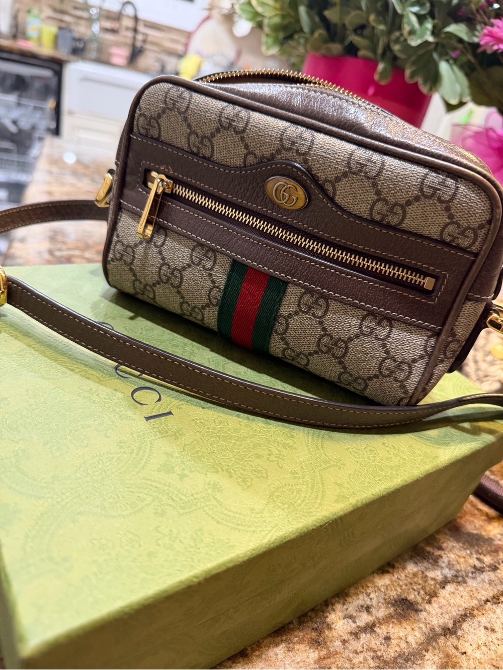 Gucci Brown/Tan GG Ophidia Supreme Crossbody Monogram